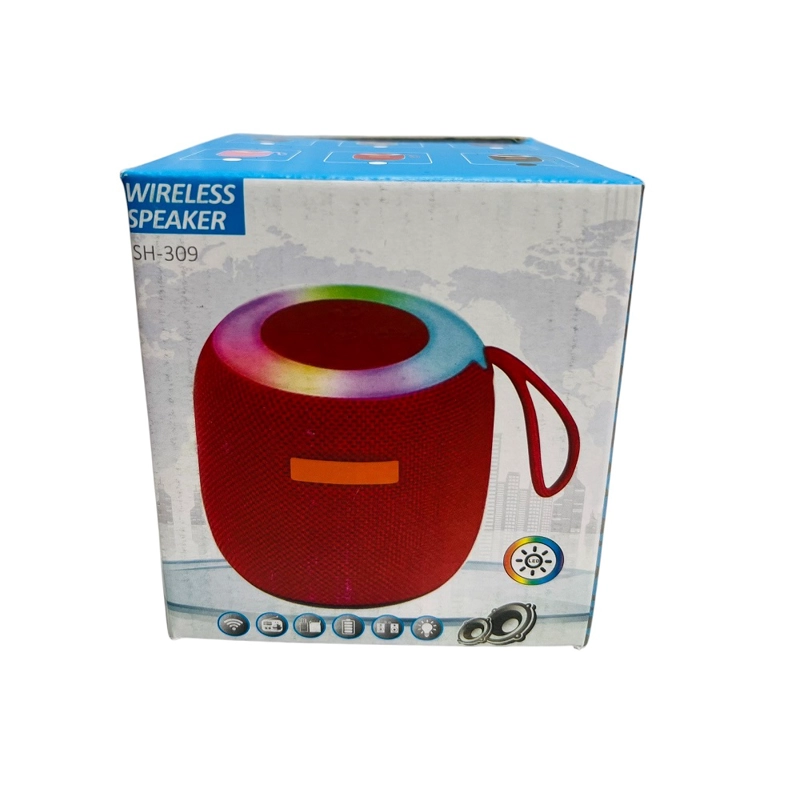 MINI PARLANTE PORTATIL SH-309 CON BLUETOOTH CON LUZ LED TURQUESA - 2