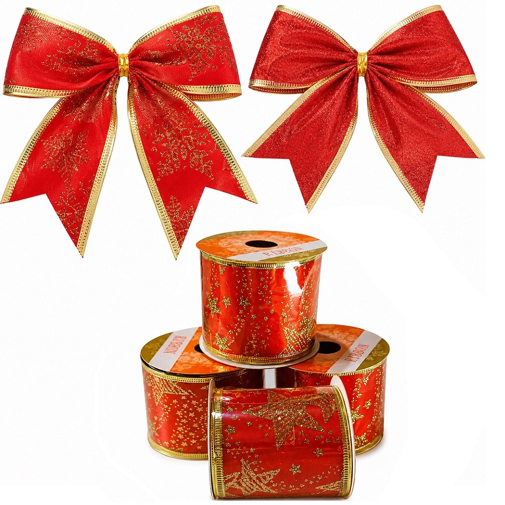 SET DE 3 CINTA DECORATIVA NAVIDEÑA CINTA PARA LAZOS O MOÑOS RLOJO - 4