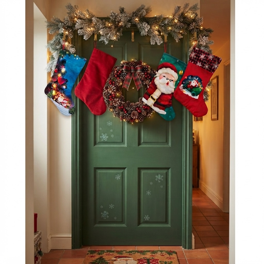 SET DE 3 CALCETIN NAVIDEÑO BOTAS 36CM PARA COLGAR EN LA CHIMENEA O ENTRADA - 5