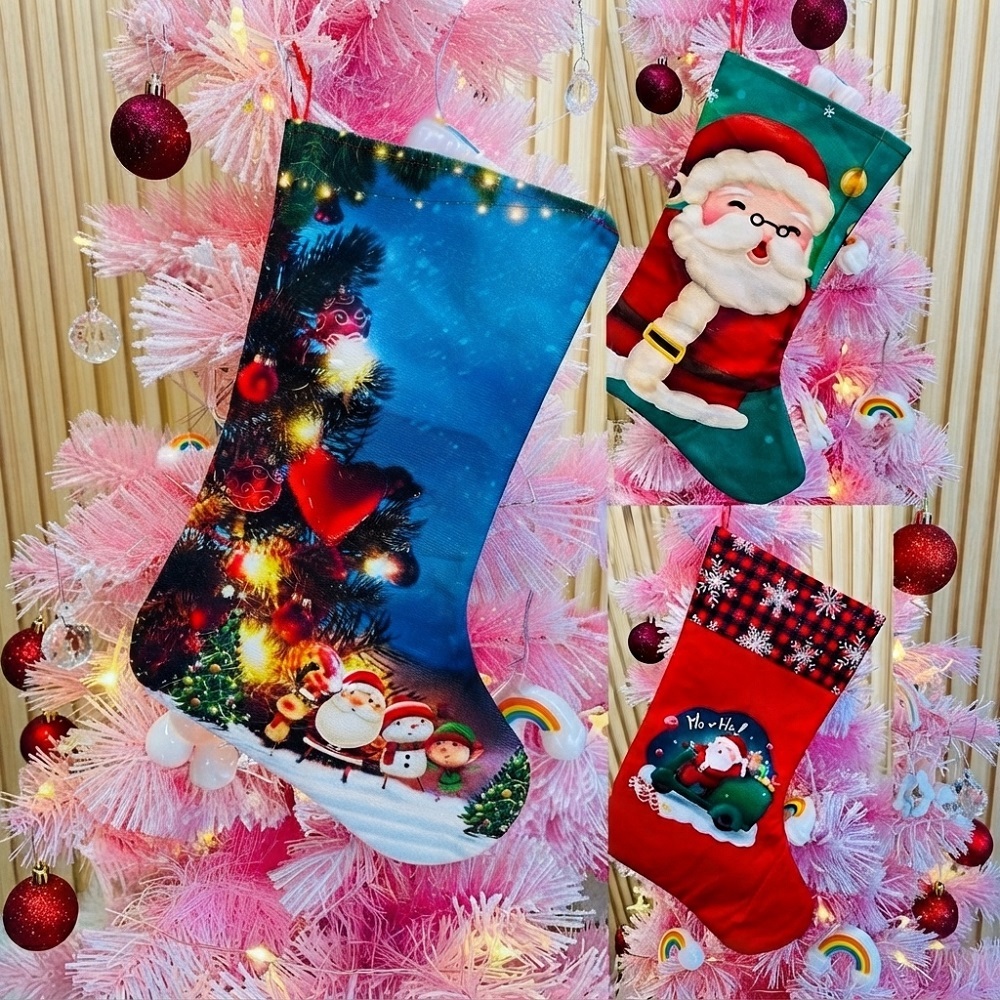 SET DE 3 CALCETIN NAVIDEÑO BOTAS 36CM PARA COLGAR EN LA CHIMENEA O ENTRADA - 6