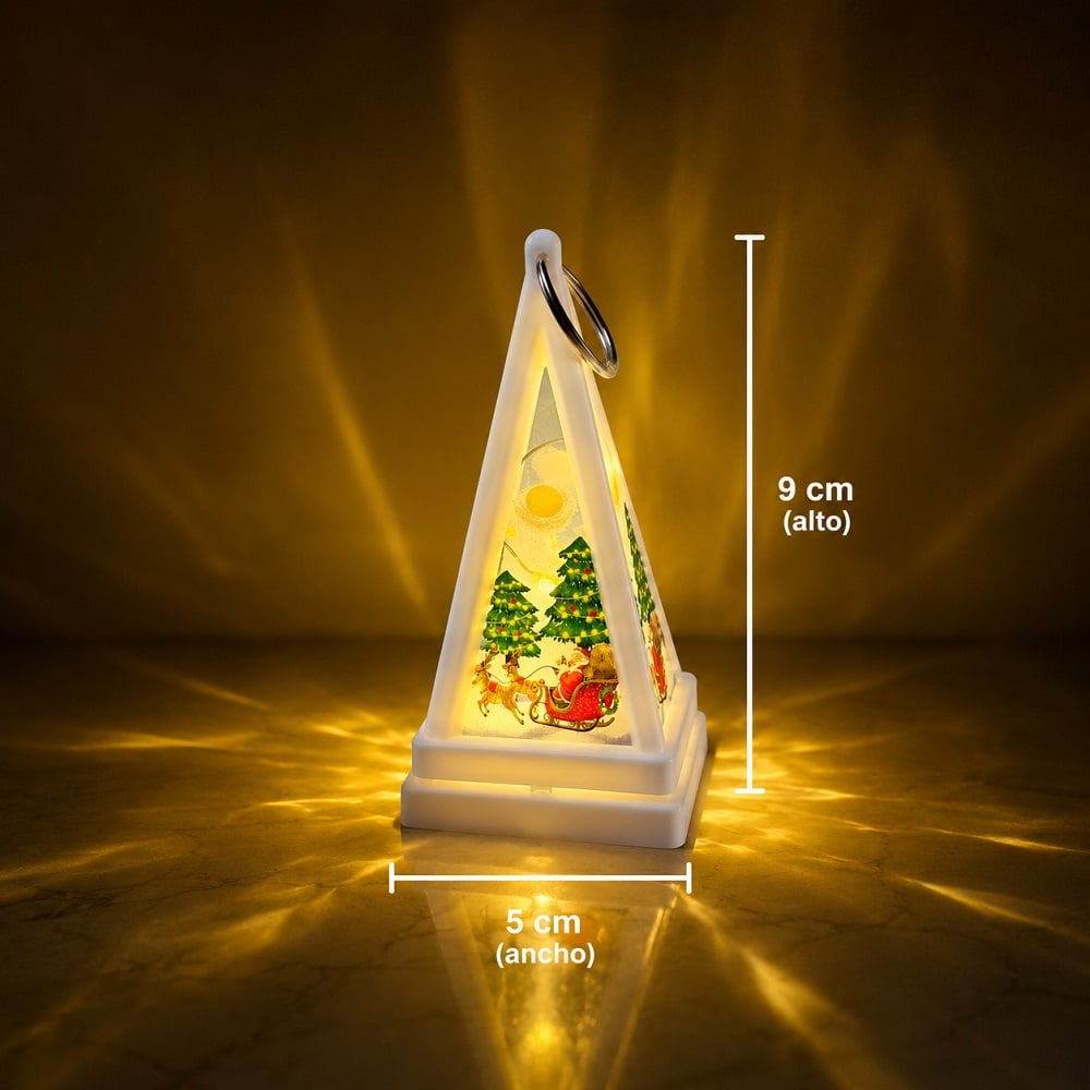 SET DE 5 FAROLITOS NAVIDEÑOS A PILAS COLGANTES CON LUZ ÁMBAR BLANCO - 3