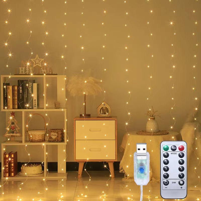 CORTINA DE LUCES LED CASCADA HADA CON ENTRADA USB CON CONTROL - 1