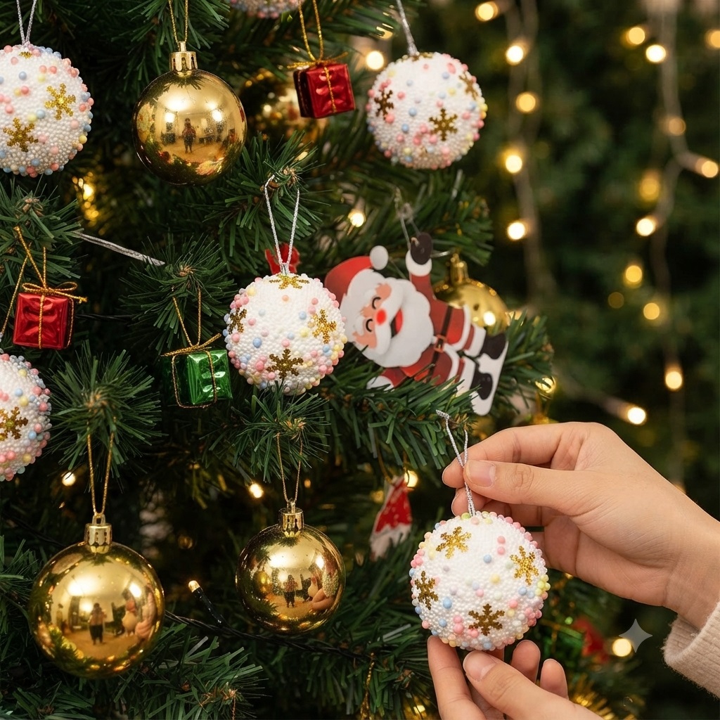 SET DE 20 BOLAS NAVIDEÑAS DORADAS Y BOLAS CON CHISPAS - 5