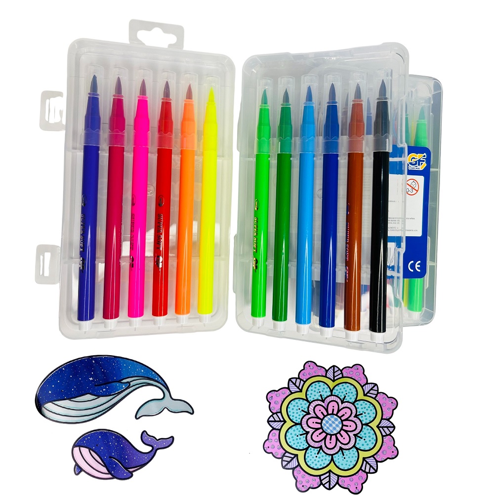 SET DE 3 CAJAS DE PLUMONES PUNTA PINCEL COLORIDOS - 1