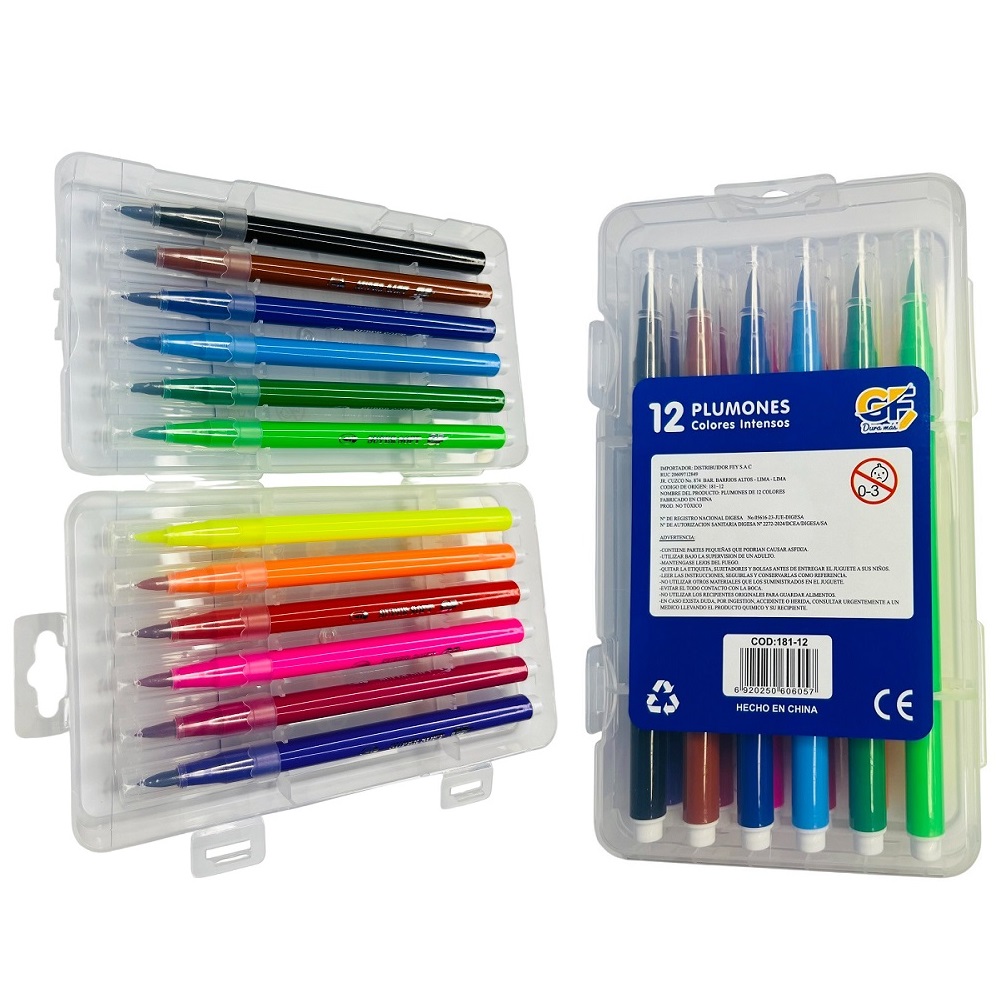 SET DE 3 CAJAS DE PLUMONES PUNTA PINCEL COLORIDOS - 3