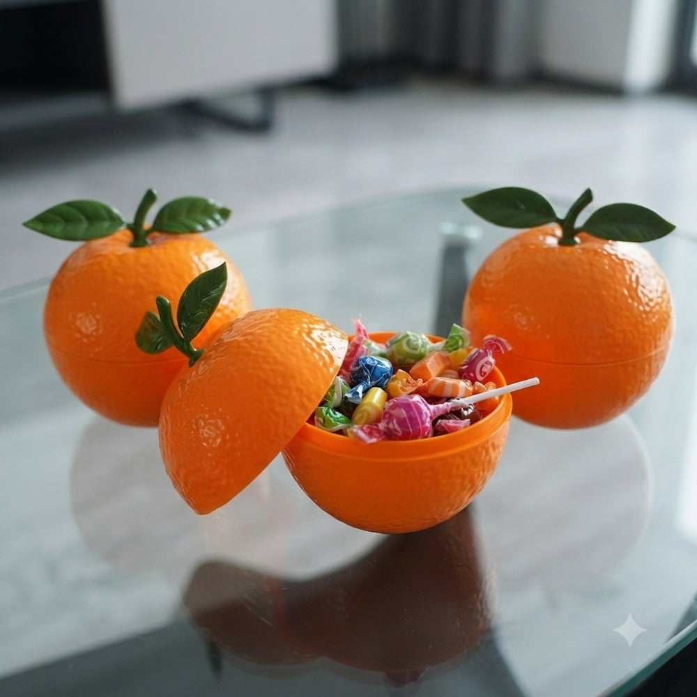 SET DE 2 RECIPIENTE EN FORMA DE FRUTA NARANJA DULCERA - 4