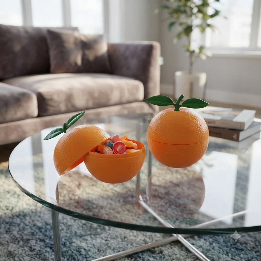 SET DE 2 RECIPIENTE EN FORMA DE FRUTA NARANJA DULCERA - 5
