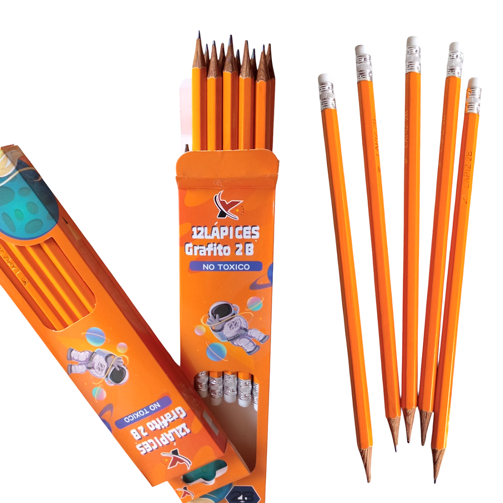 4 CAJAS DE LAPICES HEZAGONAL GRAFITO 2B LAPIZ CON BORRADOR - 1