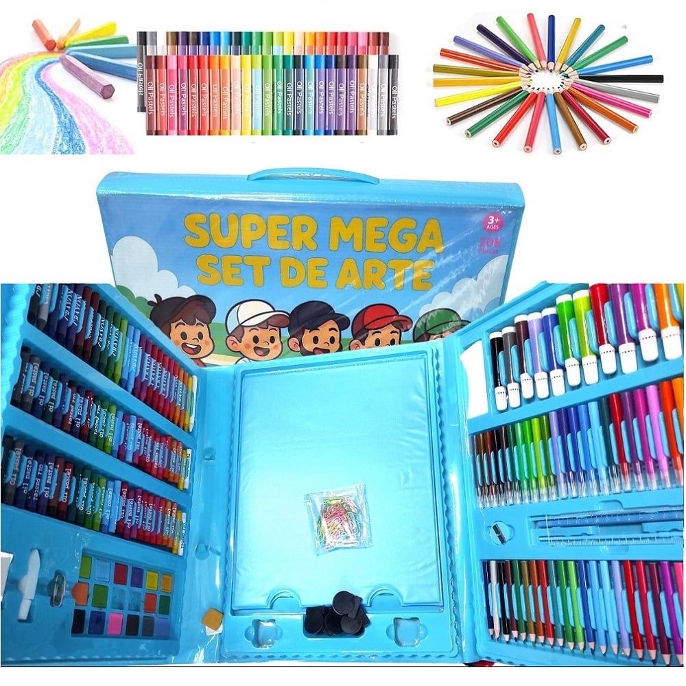 SET DE ARTE 208 PIEZAS PINTURAS Y ACUARELAS PARA PINTAR - AZUL - 1