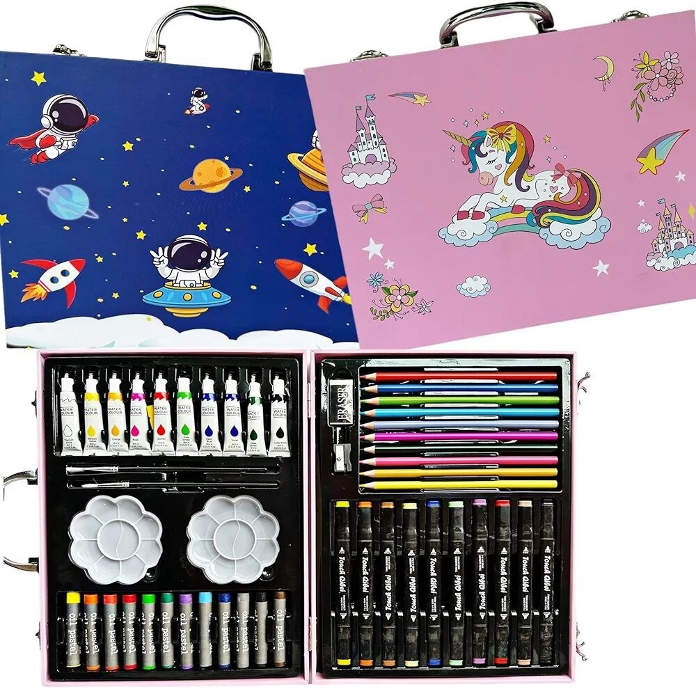 SET DE ARTE 48 PIEZAS MALETA CON PINTURAS Y ACUARELAS BLANCO - 1