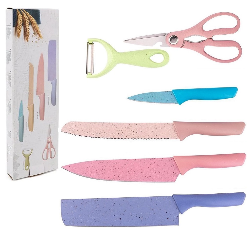 SET DE CUCHILLOS DE COCINA JUEGO DE 6 PIEZAS ACERO INOXIDABLE - 1