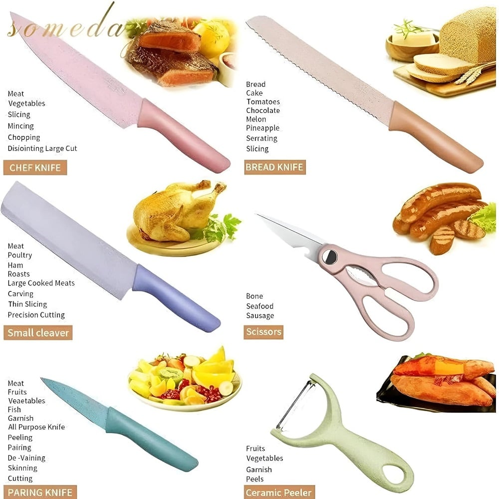 SET DE CUCHILLOS DE COCINA JUEGO DE 6 PIEZAS ACERO INOXIDABLE - 2
