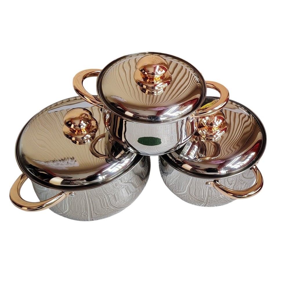JUEGO DE 3 OLLAS CON TAPAS ACERO INOXIDABLE 5PCS - 1