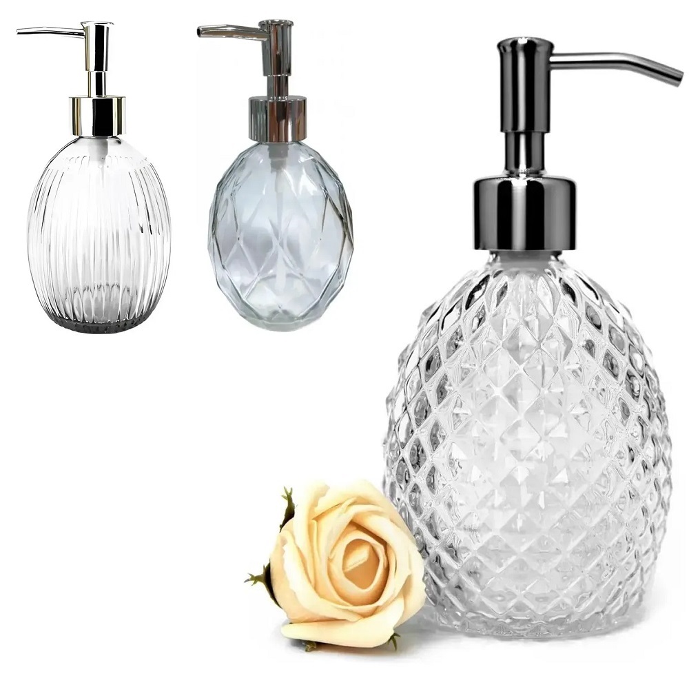 SET DE 2 DISPENSADOR DE JABON FRASCO DE VIDRIO 400ML - 1