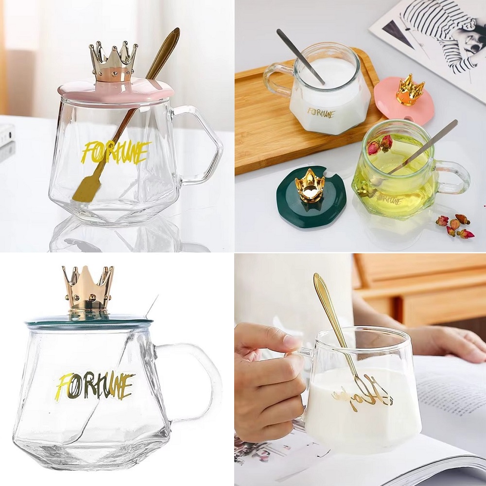 SET DE 3 TAZAS DE VIDRIO CON CUCHARA Y TAPA - 2