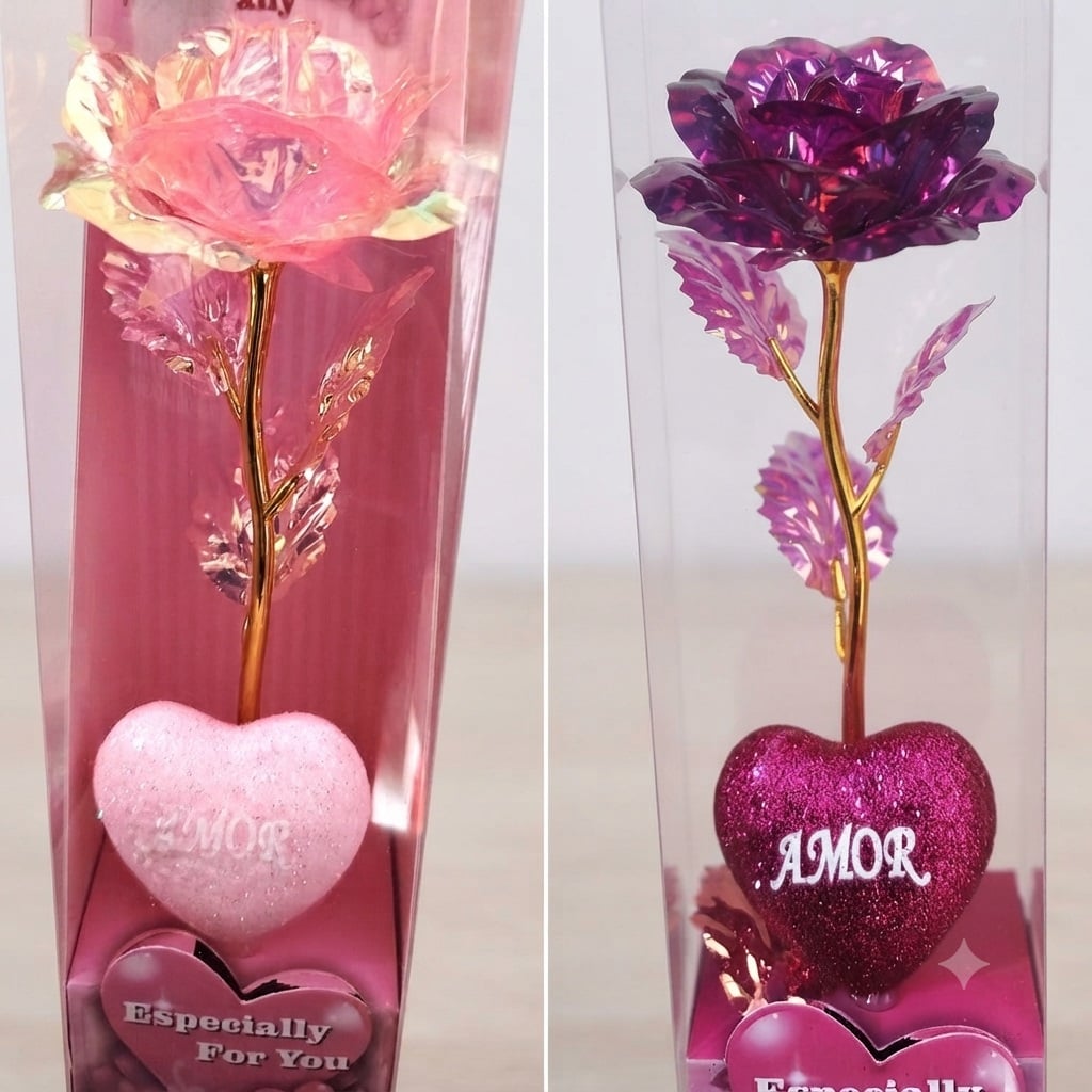 SET DE 2 ROSA DE LA ETERNIDAD CON LUCES PARA SU DÍA - 2