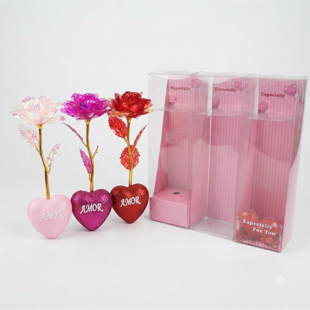 SET DE 2 ROSA DE LA ETERNIDAD CON LUCES PARA SU DÍA - 4