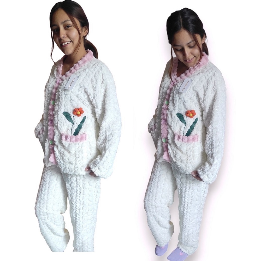 CONJUNTO PIJAMA CHAQUETA Y PANTALON PERLA TALLA M - 1