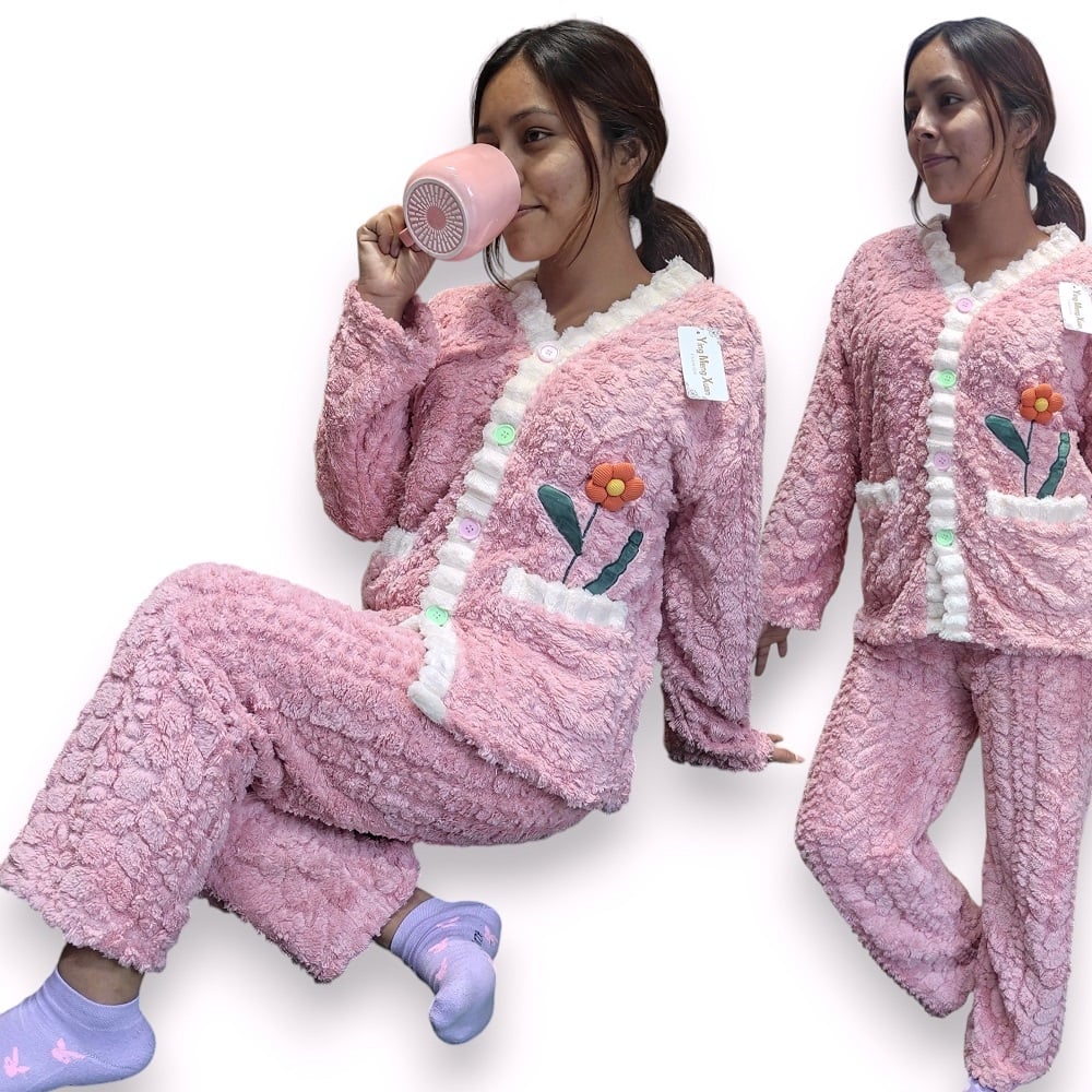 CONJUNTO PIJAMA CHAQUETA Y PANTALON PERLA TALLA M - 1