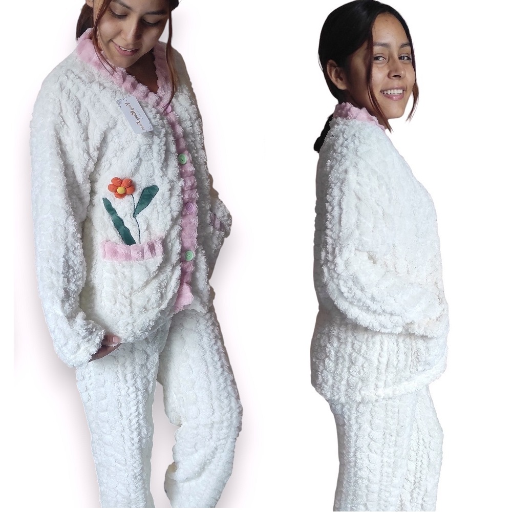 CONJUNTO PIJAMA CHAQUETA Y PANTALON PERLA TALLA M - 2