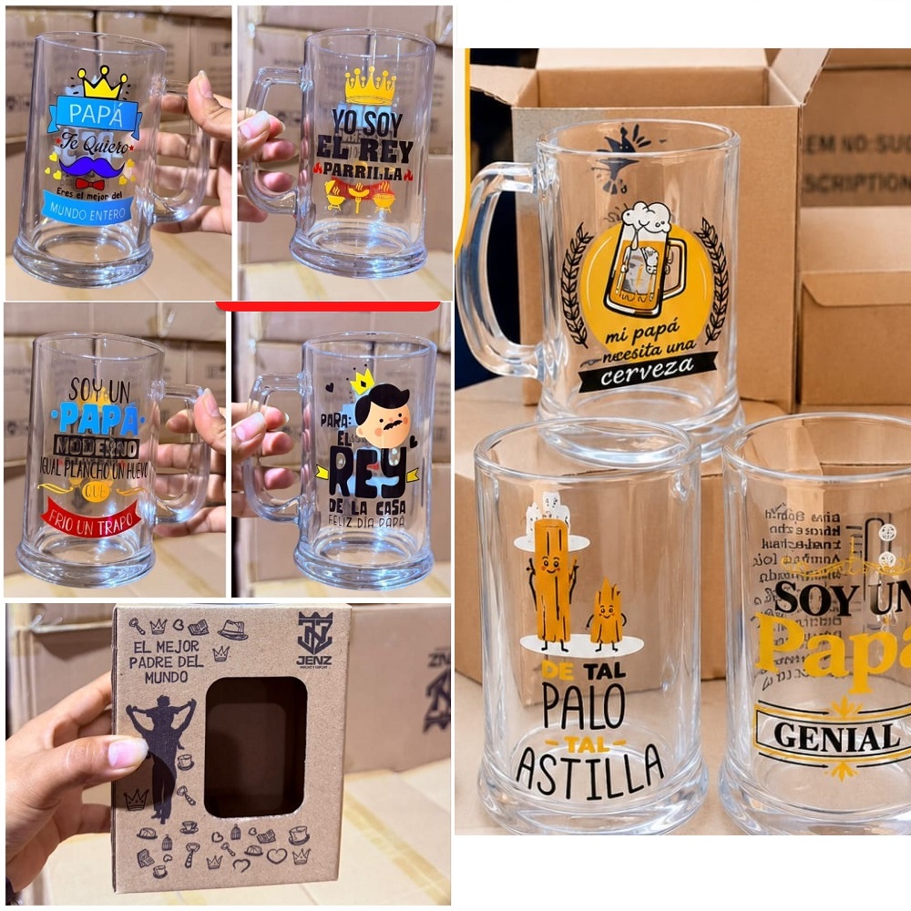 SET DE 2 TAZAS DE VIDRIO FRASES PARA EL DÍA DEL PADRE - 1