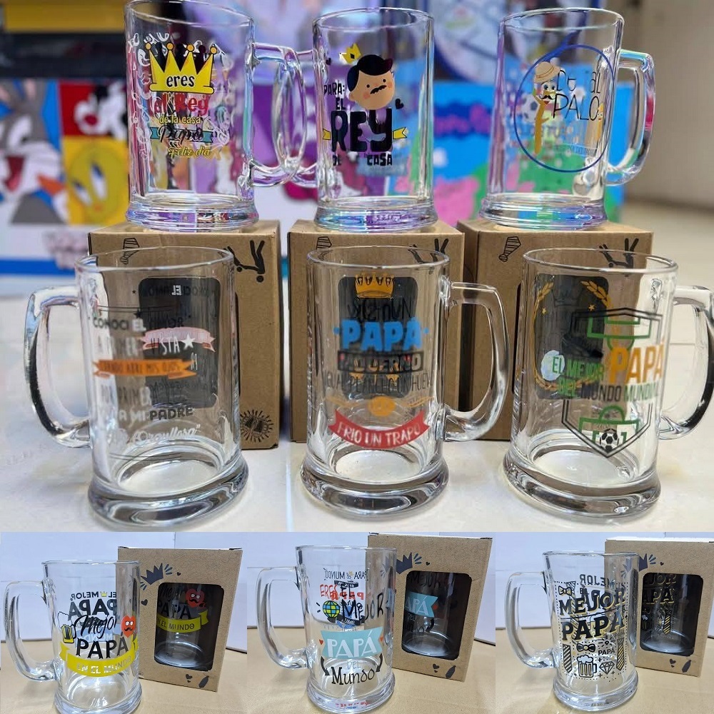 SET DE 2 TAZAS DE VIDRIO FRASES PARA EL DÍA DEL PADRE - 2