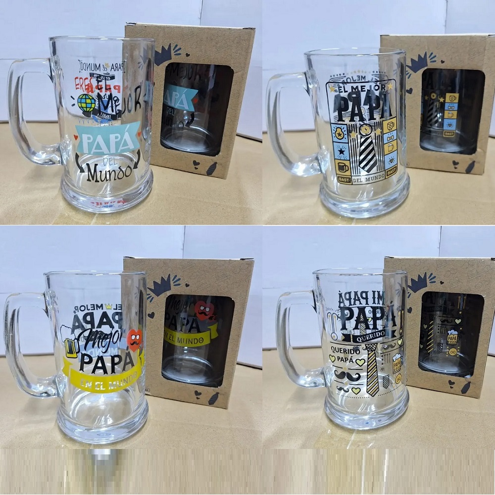 SET DE 2 TAZAS DE VIDRIO FRASES PARA EL DÍA DEL PADRE - 3