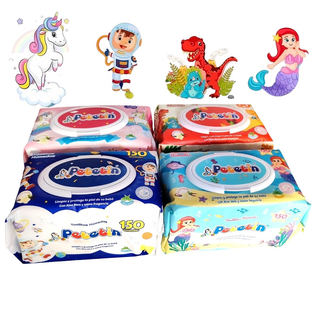 3 UNID - PAÑOS HUMEDOS TOALLITAS SUAVES PETETIN 150 HOJAS - 1