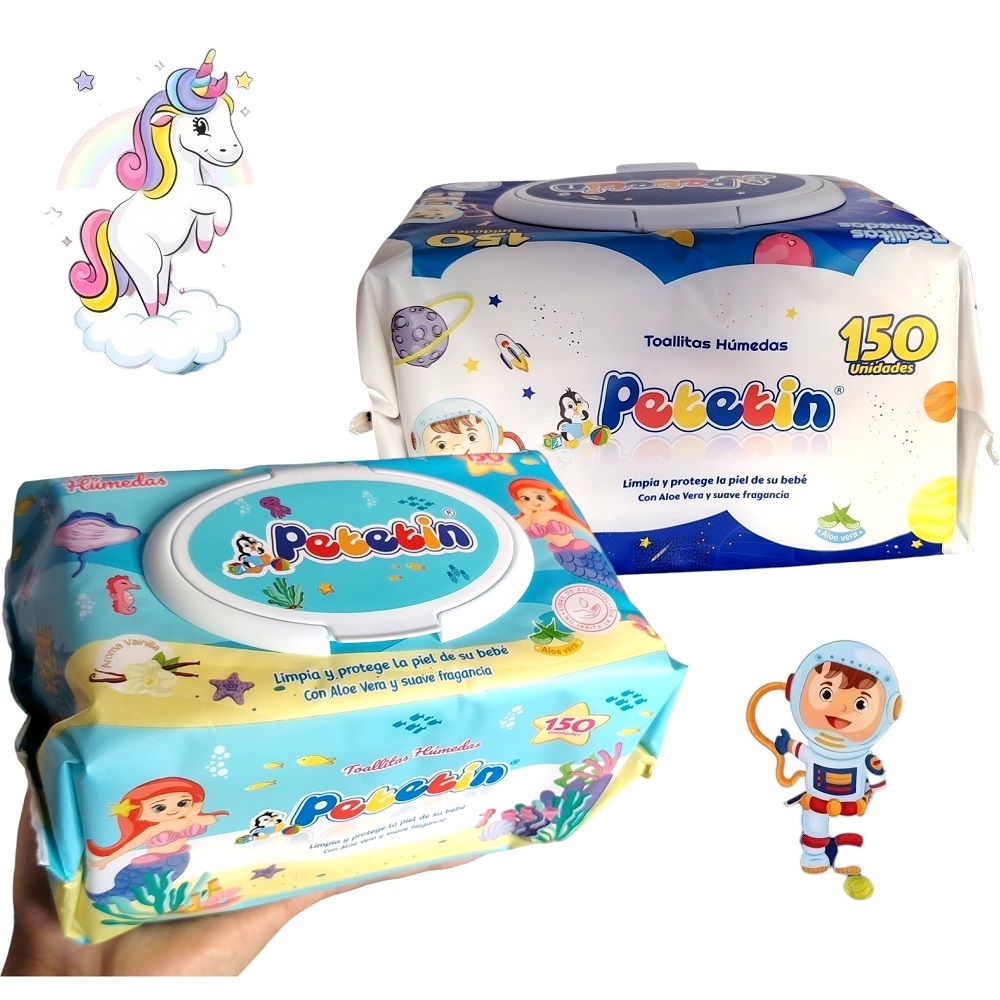 3 UNID - PAÑOS HUMEDOS TOALLITAS SUAVES PETETIN 150 HOJAS - 3