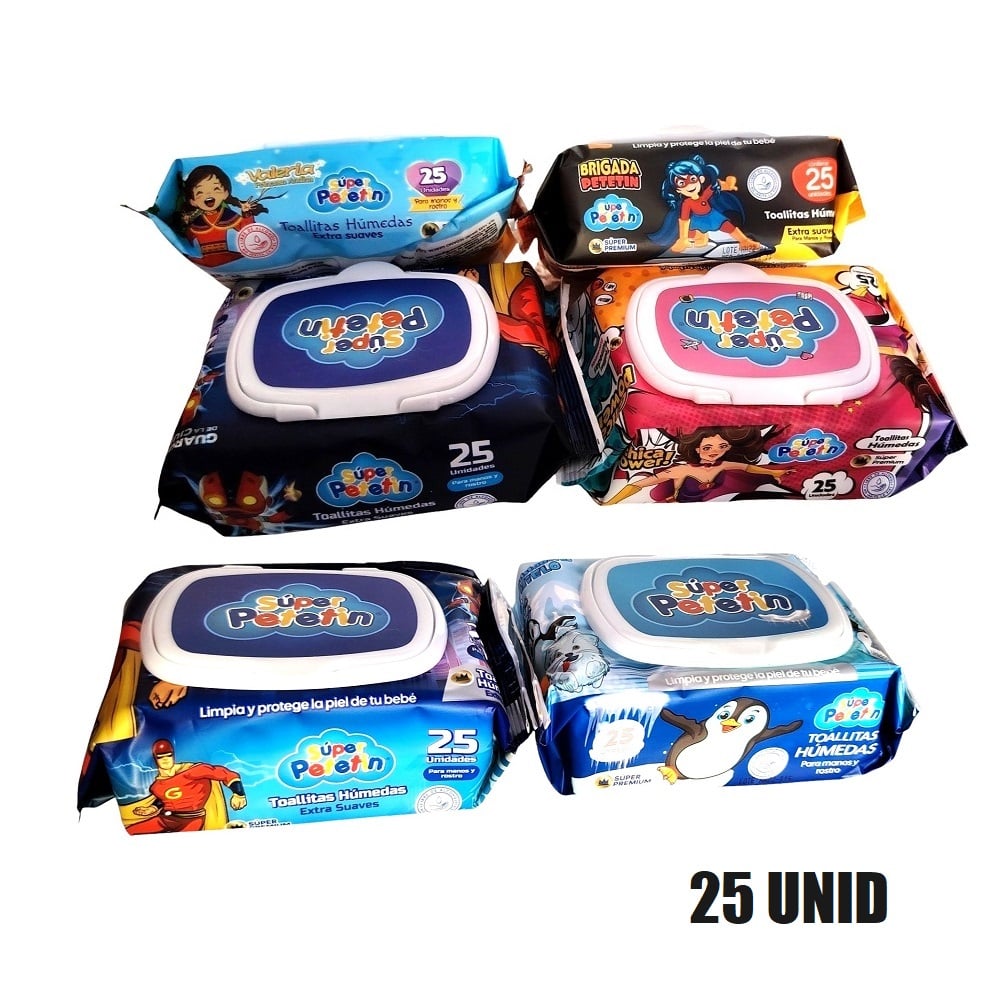 8 PAQUETES - PAÑOS HUMEDOS TOALLITAS SUAVES PETETIN DE 25 HOJAS - 1