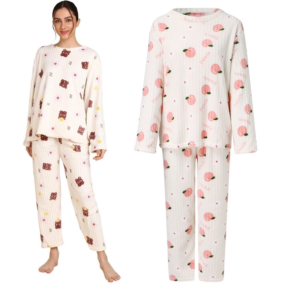 CONJUNTO PIJAMA PANTALON Y CHOMPA POLAR CALENTADOR 2 PIEZAS CELESTE - 1