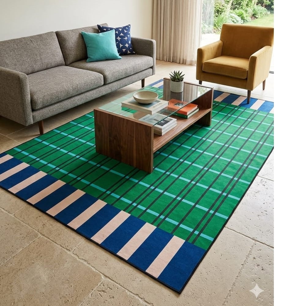 ALFOMBRA RECTANGULAR PARA SALA DE 240CM X 160CM CELESTE - 1