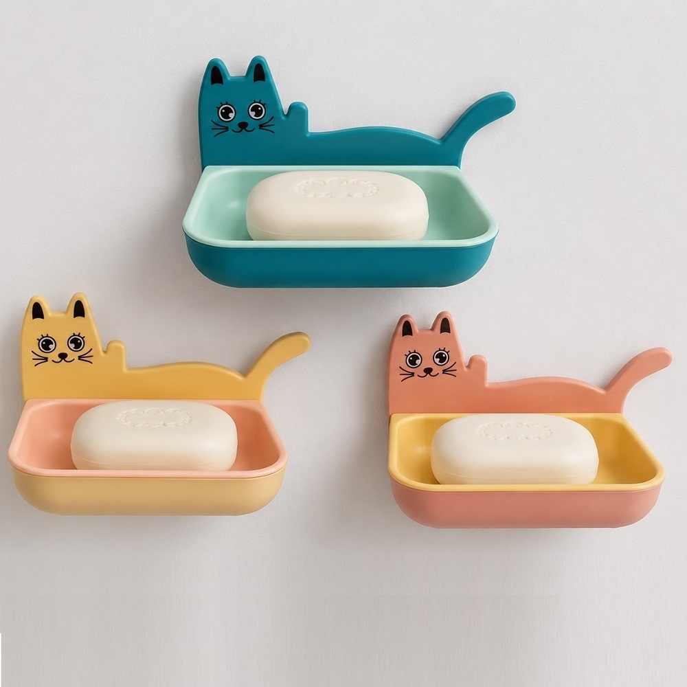 SET DE 4 JABONERA PORTA JABON ADHESIVO DE PARED OSCUROS - 1