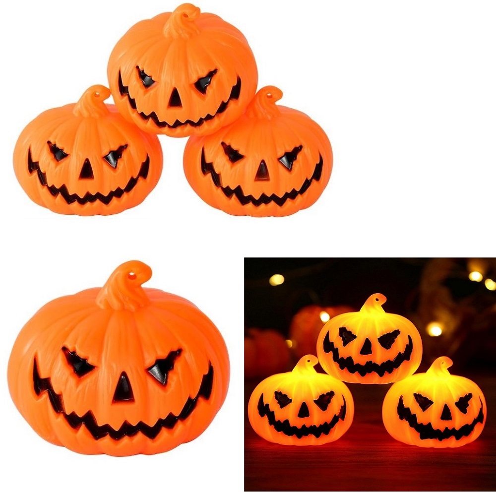 SET DE 5 LUCES DECORATIVAS MINI CALABAZAS A PILA PARA HALLOWEEN - 1