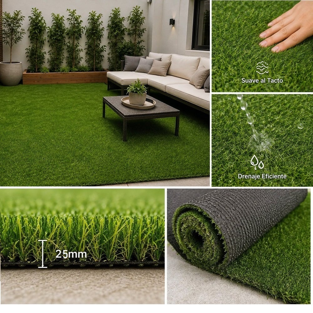 PASTO SINTÉTICO GRASS 2X4 METROS DE 25MM POR ROLLO - 1