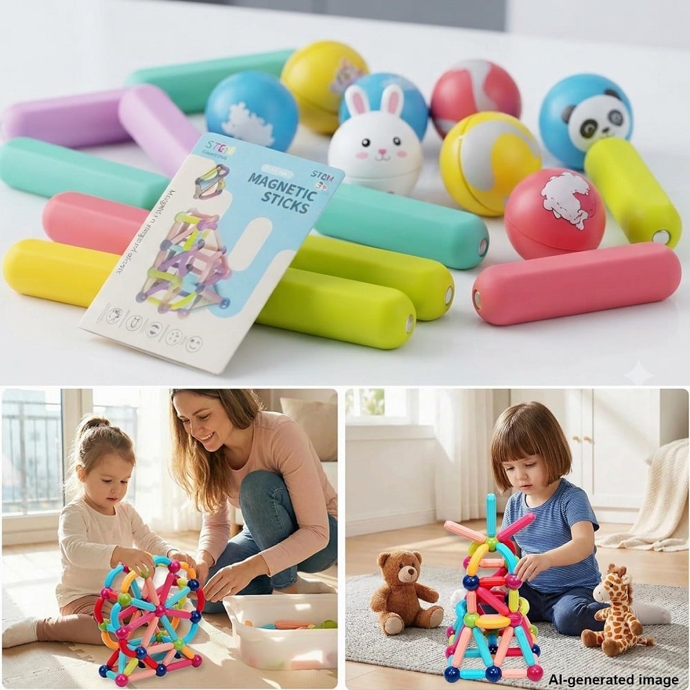 BLOQUE MAGNÉTICO DIDÁCTICO DE CONSTRUCCIÓN EDUCATIVO 120PCS - 2