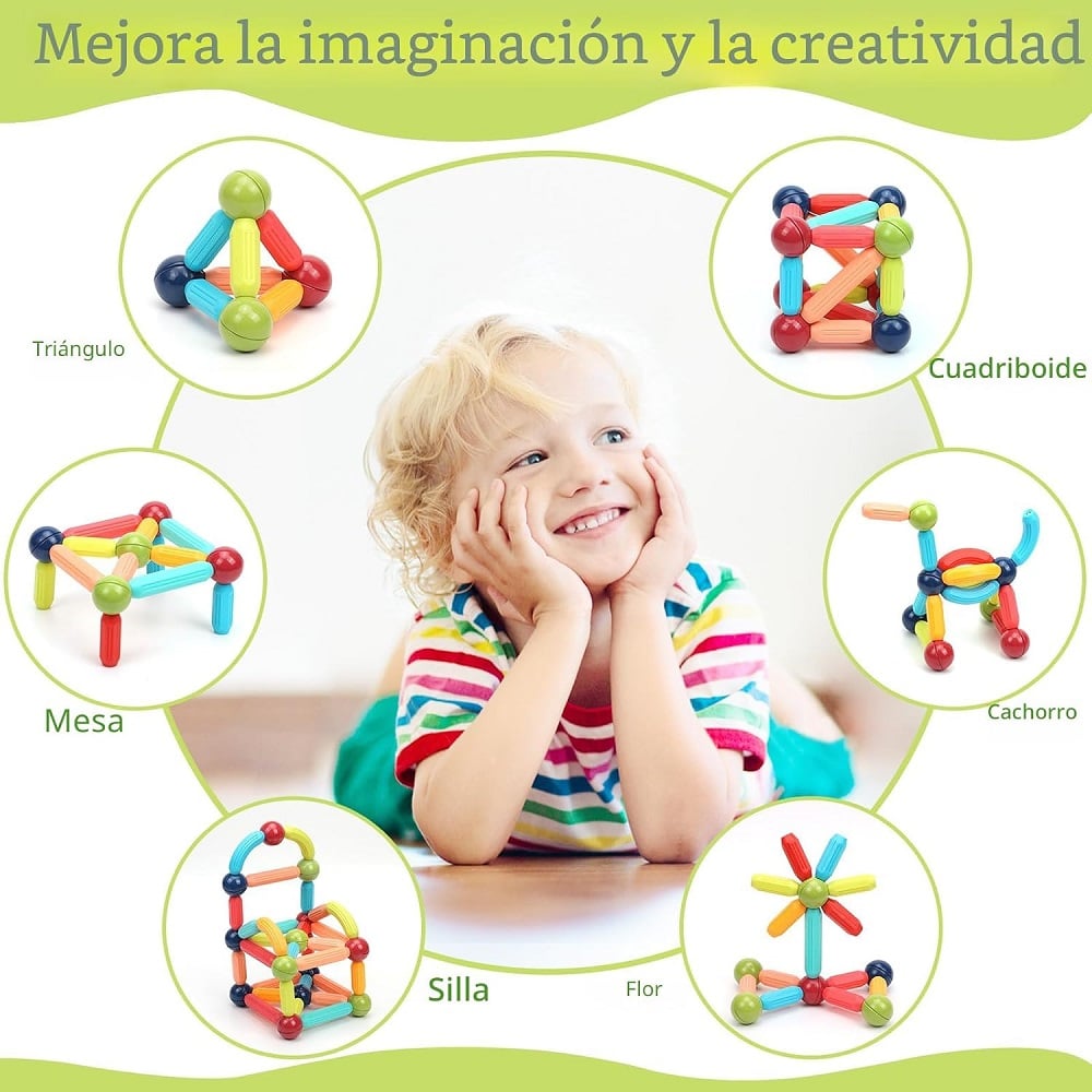 BLOQUE MAGNÉTICO DIDÁCTICO DE CONSTRUCCIÓN EDUCATIVO 120PCS - 3