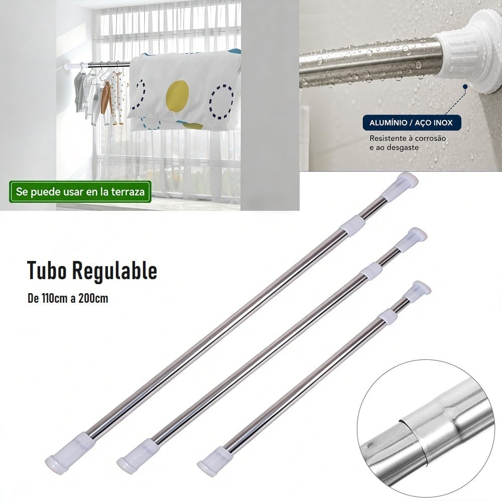 2 TUBOS EXPANDIBLES HASTA 2MTS BARRA PARA DUCHA VARILLA MULTIFUNCIONAL - 1