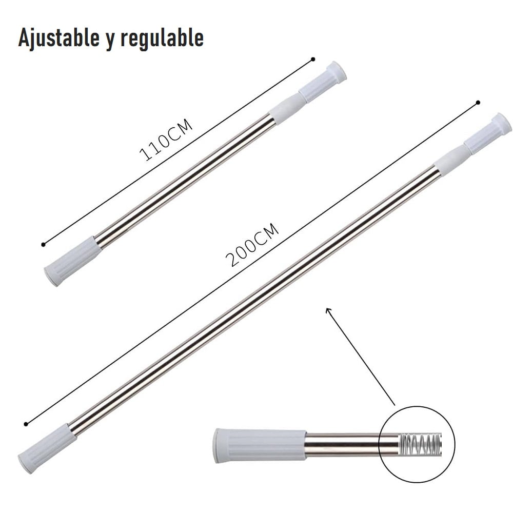 2 TUBOS EXPANDIBLES HASTA 2MTS BARRA PARA DUCHA VARILLA MULTIFUNCIONAL - 2