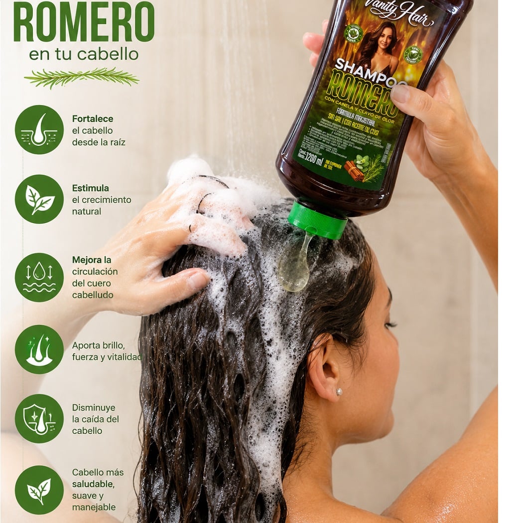 SHAMPOO EN BOTELLA 1200ML DE ROMERO REPARADOR ANTICAIDA DE CABELLO - 2