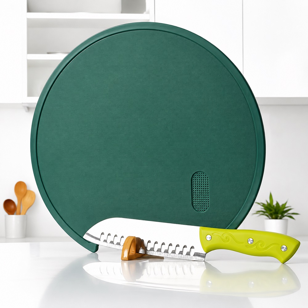 2 TABLAS DE PICAR REDONDAS  GIRATORIAS PARA VERDURAS Y CARNES - 4