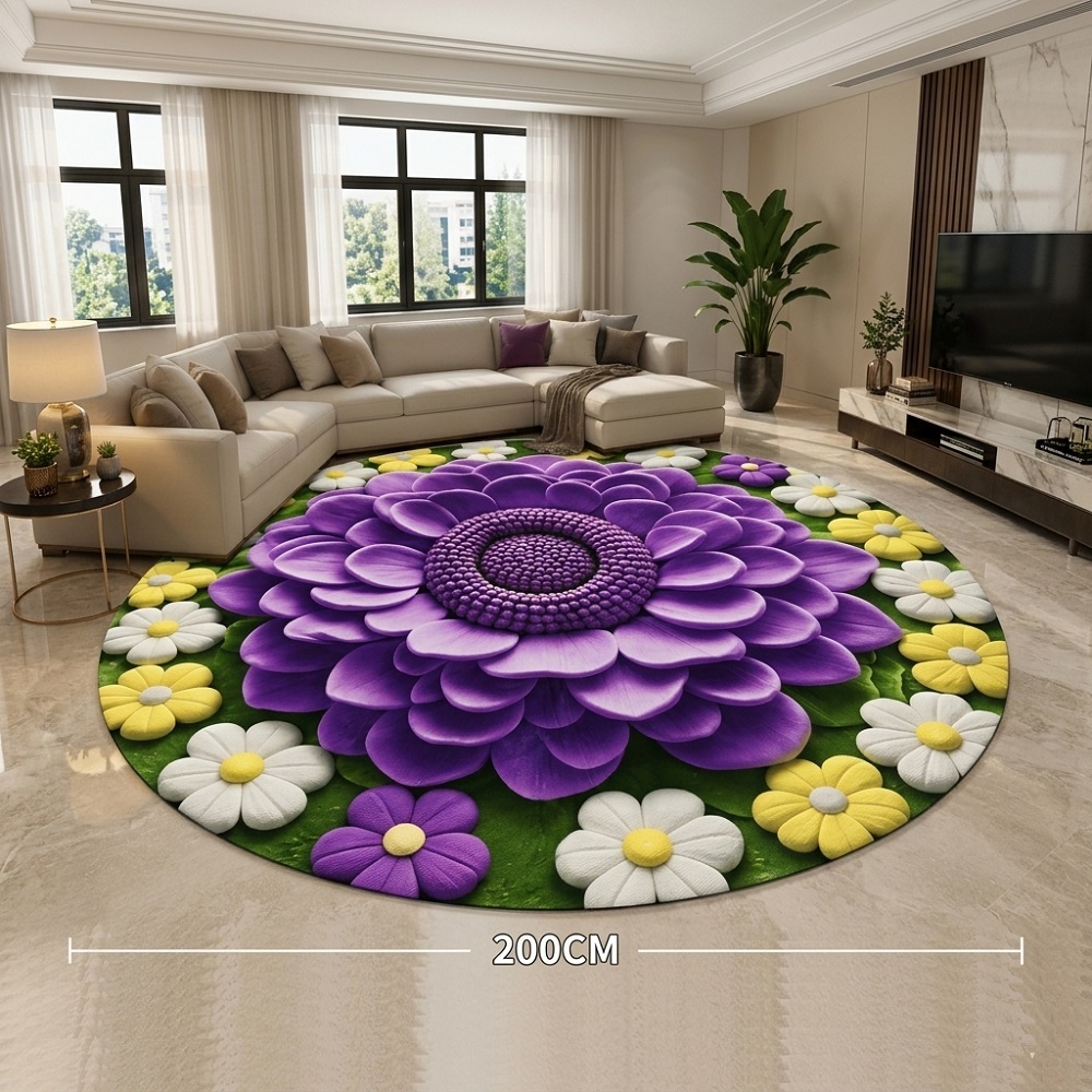 ALFOMBRA CIRCULAR GRANDE 2MTS DE DIÁMETRO PARA SALA O DORMITORIO MORADO - 1