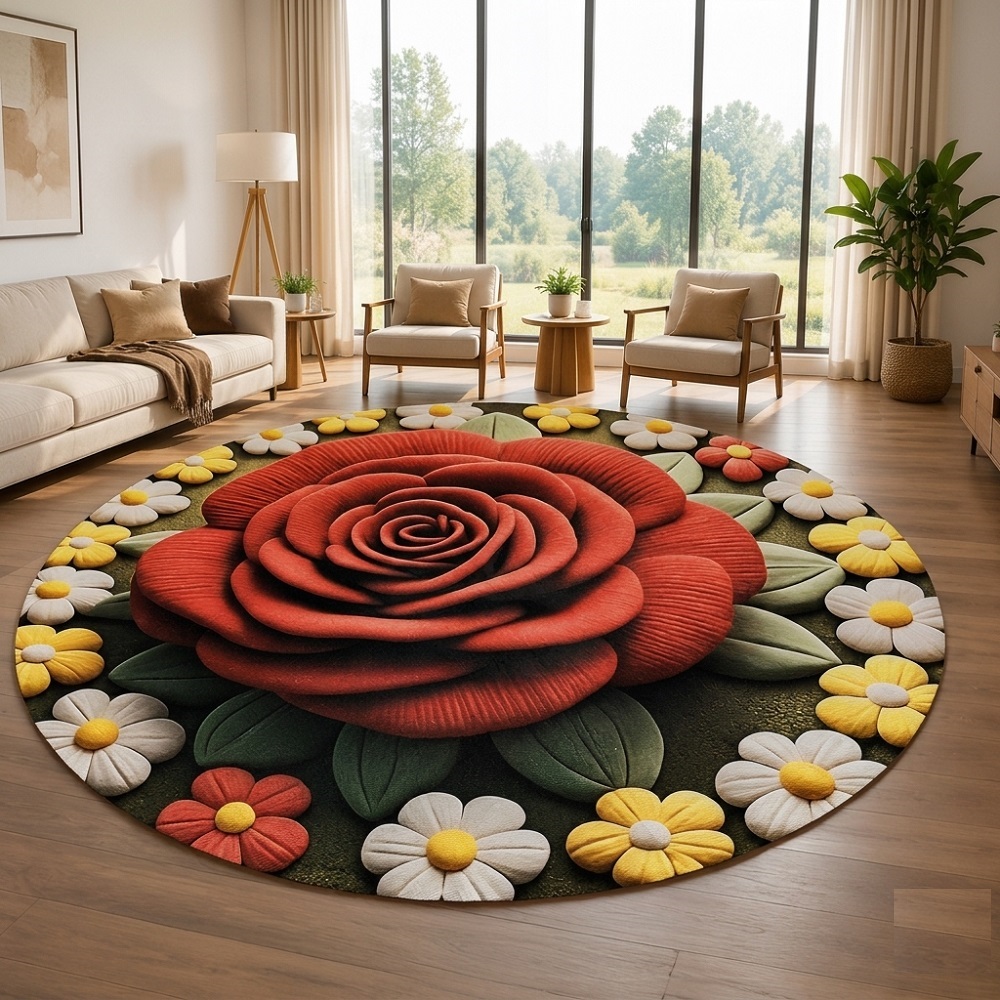 ALFOMBRA CIRCULAR GRANDE 2MTS DE DIÁMETRO PARA SALA O DORMITORIO MORADO - 1