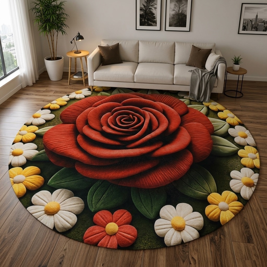 ALFOMBRA CIRCULAR GRANDE 2MTS DE DIÁMETRO PARA SALA O DORMITORIO MORADO - 2