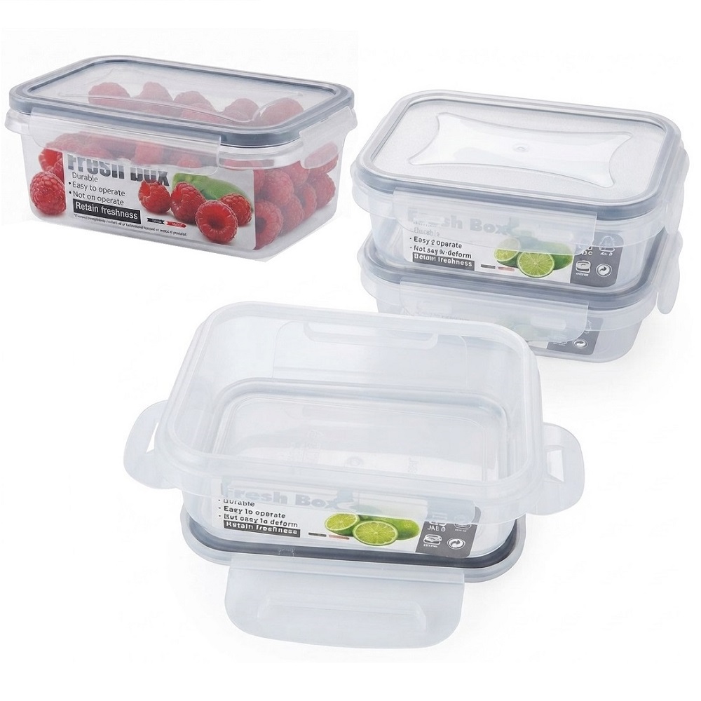 JUEGO DE 3 TAPERS PLÁSTICOS PEQUEÑOS CON TAPA 240ML - 1