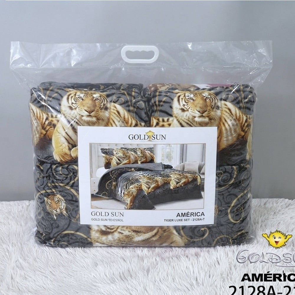 COBERTOR EDREDON 3 PIEZAS PIEL DE ANGEL CON CARNERO ESTAMPADO EN BOLSA ZIPLOC - 2