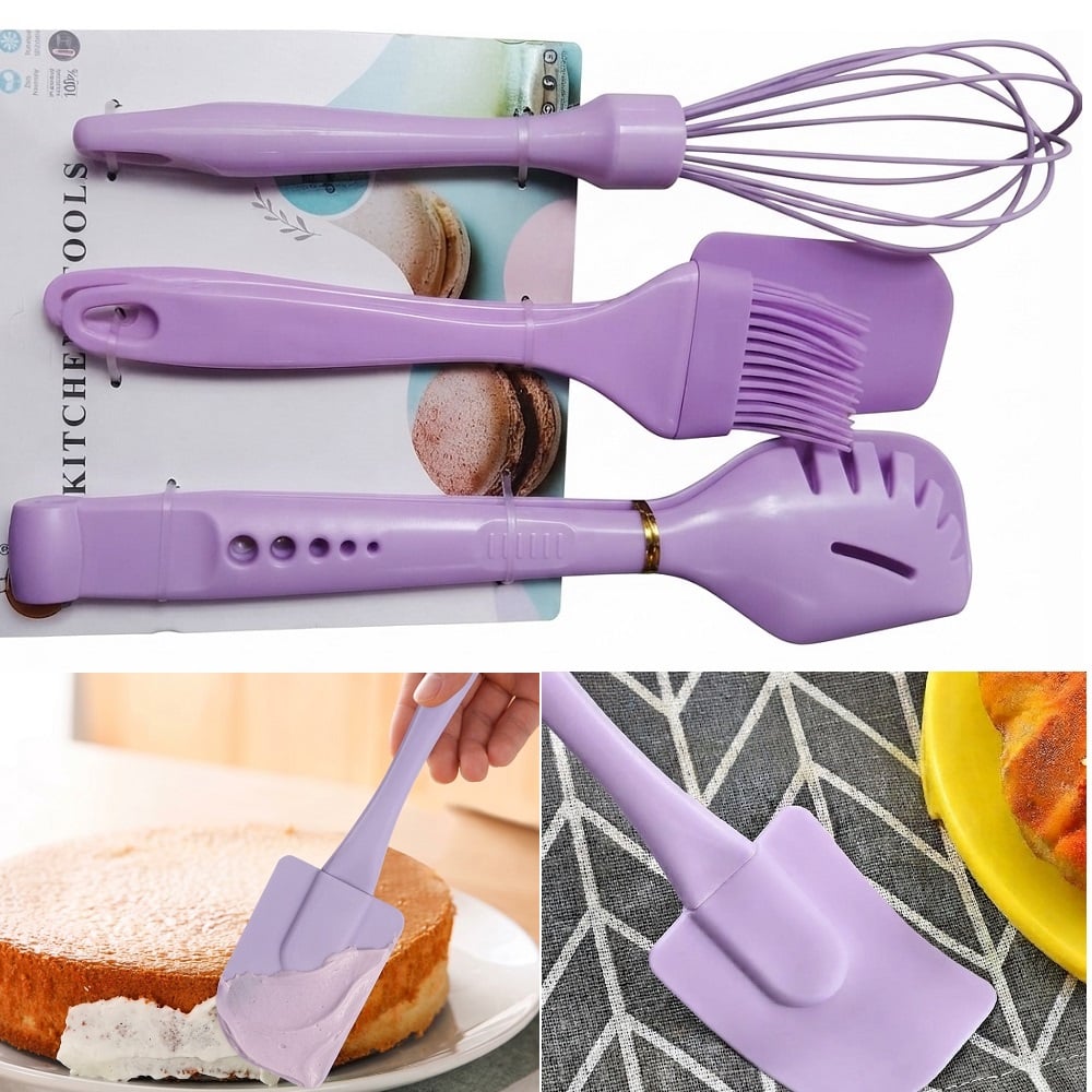 SET DE 4 UTENSILIOS DE COCINA DE SILICONA PINZAS Y MAS TURQUEZA - 1