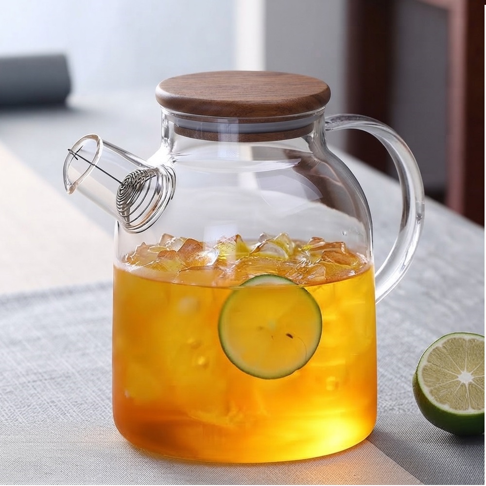 JARRA INFUSORA DE VIDRIO TETERA CON TAPA DE BAMBU 1800ML - 4