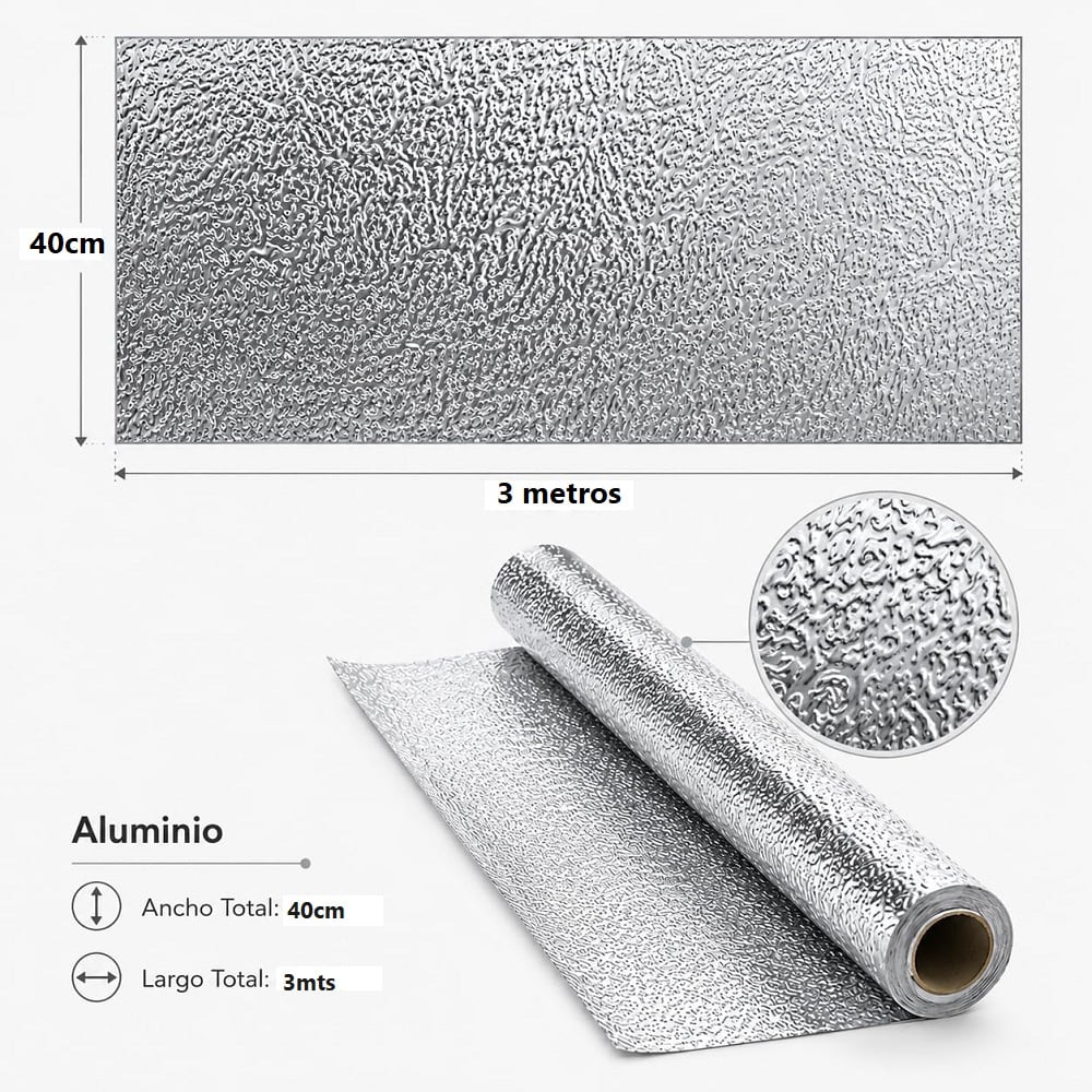 PAPEL ALUMINIO ADHESIVO PARA PEGAR EN LA PARED 3MTS X 40CM SET DE 3 - 3