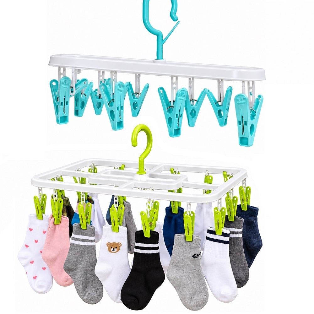 COLGADOR CON 16 GANCHOS PARA COLGAR MEDIAS Y ROPA INTERIOR SET DE 2 - 1